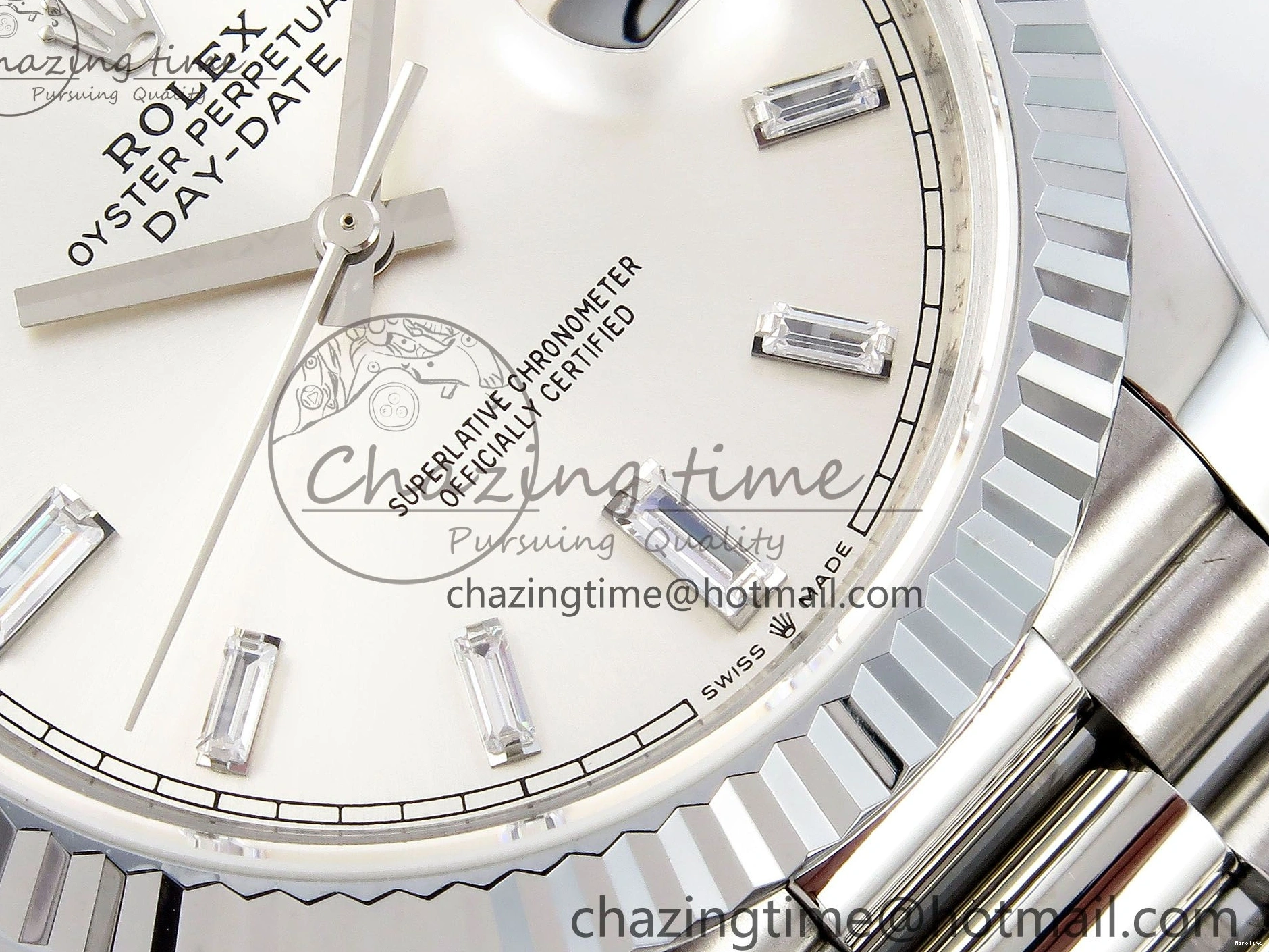 MiroTime 0226 GoodFit DayDate 40 SS JDF 904L Steel Silver Crystal Dial on President Bracelet VR3255 V3 (Gain Weight) 1431